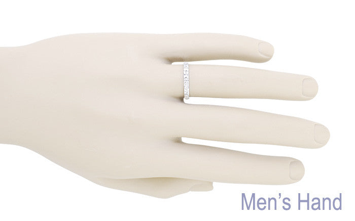 Hibiscus Flowers Engraved Wedding Ring in White Gold - 3mm Wide - Item: R668W10 - Image: 4