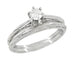 Platinum Art Deco Engraved Scrolls White Sapphire Engagement Ring and Wedding Ring Set
