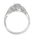 Art Deco Filigree Lozenge Shape Hearts & Diamonds Cocktail Ring in 14 Karat White Gold