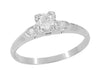 Retro Moderne Antique 14 Karat White Gold Diamond Engagement Ring