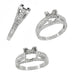 X & O Kisses 3/4 Carat Princess Cut Diamond Engagement Ring Setting in White Gold