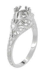 Antique Style Edwardian Filigree 3/4 to 1 Carat Engagement Ring Mounting in White Gold for a 6mm Round Stone