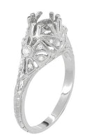 Antique Style Edwardian Filigree 3/4 to 1 Carat Engagement Ring Mounting in White Gold for a 6mm Round Stone