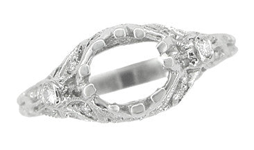 Antique Style Edwardian Filigree 3/4 to 1 Carat Engagement Ring Mounting in White Gold for a 6mm Round Stone - Item: R679W14 - Image: 6