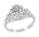 Edwardian Antique Style 1 Carat to 1.30 Carat Filigree Engagement Ring Mounting in 14 or 18 Karat White Gold for a Round Stone