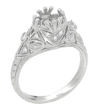 Edwardian Vintage Filigree Platinum Engagement Ring Mounting for a Round 1 Carat to 1.30 Carat Diamond - alternate view