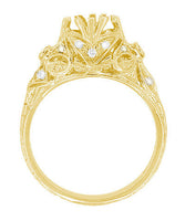 Edwardian Yellow Gold Antique Style 1.00 to 1.30 Carat Filigree Engagement Ring Mounting for a 6.3 - 7.3mm Round Stone
