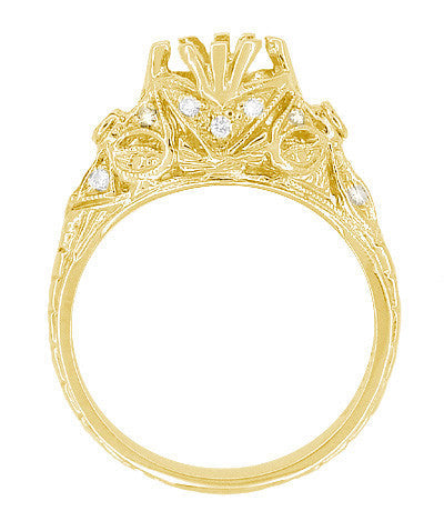 Edwardian Yellow Gold Antique Style 1.00 to 1.30 Carat Filigree Engagement Ring Mounting for a 6.3 - 7.3mm Round Stone