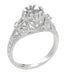 Edwardian Antique Style 3/4 to 1 Carat Filigree Platinum Engagement Ring Mounting with Side Diamonds