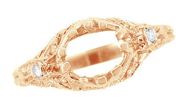 Edwardian Antique Style Filigree 3/4 - 1 Carat Round Diamond Engagement Ring Mounting in 14 Karat Rose ( Pink ) Gold - Item: R679R - Image: 6