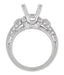 Art Deco 1 1/2 Carat Princess Cut Diamond Wheat Engraved Engagement Ring Setting in Platinum with Diamonds and Princess Cut Sapphires