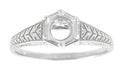Platinum Art Deco Scrolls & Wheat Filigree Vintage Inspired Engagement Ring Setting for a 3/4 Carat Round Diamond