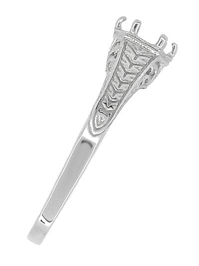 Platinum Art Deco Scrolls & Wheat Filigree Vintage Inspired Engagement Ring Setting for a 3/4 Carat Round Diamond - Item: R688P - Image: 4