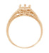 14 Karat Rose ( Pink ) Gold Art Deco Carved Wheat and Filigree Scrolls Engagement Ring Setting for a 3/4 Carat Diamond