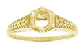 Yellow Gold Art Deco Scrolls and Wheat Filigree Engagement Ring Setting for a 3/4 Carat Round Diamond - 18K