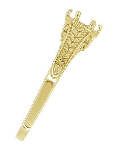 Yellow Gold Art Deco Scrolls and Wheat Filigree Engagement Ring Setting for a 3/4 Carat Round Diamond - 18K - Item: R688Y - Image: 4
