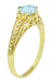 Art Deco Scrolls and Engraved Wheat Aquamarine Solitaire Filigree Engagement Ring in 18 Karat Yellow Gold