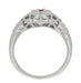 1920's Art Deco Low Dome Platinum Filigree Ruby Ring