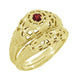 Low Dome Floral Filigree Art Deco Ruby Ring in Yellow Gold