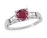 Ruby and Diamonds Art Deco Engagement Ring in 18 Karat White Gold