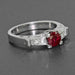 Ruby and Diamonds Art Deco Engagement Ring in 18 Karat White Gold