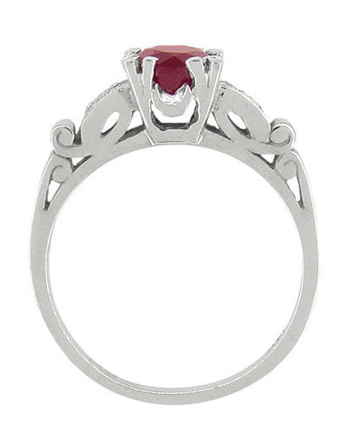 Art Deco Ruby and Diamond Engagement Ring in Platinum - alternate view