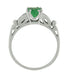 1950's Vintage Style Emerald and Diamonds Engagement Ring in 18 Karat White Gold