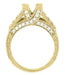 Art Deco X & O Kisses 6mm Square 1 Carat Princess Cut Diamond Yellow Gold Vintage Engagement Ring Setting - R701Y
