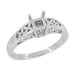 Flowers and Leaves Art Nouveau Filigree Engagement Ring Mount for a 1/2 Carat Princess, Asscher, Radiant, or Cushion Cut Diamond in White Gold