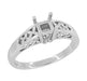 Flowers and Leaves Art Nouveau Filigree Engagement Ring Mount for a 1/2 Carat Princess, Asscher, Radiant, or Cushion Cut Diamond in White Gold