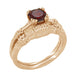 Rose Gold Art Deco Hearts and Clovers Solitaire Almandine Garnet Engagement Ring