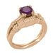 14 Karat Rose Gold Art Deco Hearts & Clovers Solitaire Rhodolite Garnet Engagement Ring