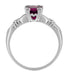 Clovers and Hearts Art Deco Solitaire Rhodolite Garnet Engagement Ring in 14 Karat White Gold