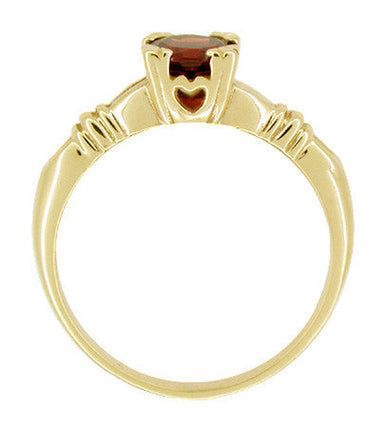 Art Deco Hearts and Clovers Almandine Garnet Engagement Ring in 14 Karat Yellow Gold - alternate view