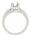 Art Deco Tapered Edge Engraved Crown Engagement Ring Setting for a 3/4 Carat Diamond in White Gold - 14K or 18K
