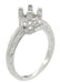 Art Deco Tapered Edge Engraved Crown Engagement Ring Setting for a 3/4 Carat Diamond in White Gold - 14K or 18K