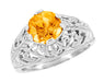 Edwardian Citrine Filigree Engagement Ring in 14 Karat White Gold - November Birthstone