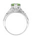 Edwardian Peridot Filigree Ring in 14 Karat White Gold