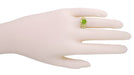 Peridot Filigree Edwardian Engagement Ring in 14 Karat Yellow Gold
