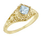 Floral Filigree Edwardian Antique Princess Cut Square Aquamarine Engagement Ring in Yellow Gold - R713YA