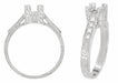 Art Deco Castle 1/3 Carat Diamond Filigree Engagement Ring Semi-Mount in 18 Karat White Gold