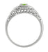 Art Deco Filigree Demantoid Garnet Engagement Ring in Platinum with Side Diamonds