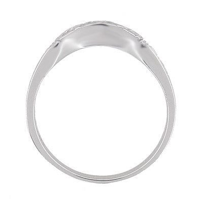Art Deco Flowers, Wheat & Scrolls Hugger Wedding Band in Platinum - Item: R717P - Image: 5