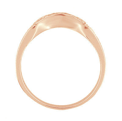 Art Deco Curved Wedding Band in 14 Karat Rose ( Pink ) Gold - Item: R717R - Image: 4