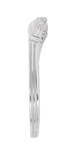 Art Deco Sculptural Carved Curved Wedding Band in White Gold - Item: R717W10 - Image: 3