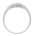 Art Deco Sculptural Carved Curved Wedding Band in White Gold