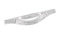Art Deco Sculptural Carved Curved Wedding Band in White Gold