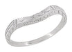 Art Deco Sculptural Carved Curved Wedding Band in White Gold
