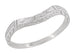 Art Deco Sculptural Carved Curved Wedding Band in White Gold