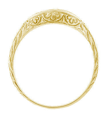 Art Deco Sculptural Curved Wedding Band in Yellow Gold - Item: R717Y10 - Image: 4
